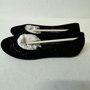 Sun Stone Womens 5.5 M Black Perforated Ballet Flats NIB XM9